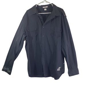 ARTFUL DODGER 3X Black, Gray Embroidered, Military, Button Front Shirt Jacket